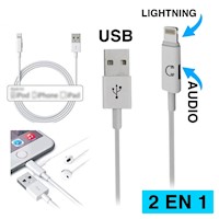 Cable USB a Lightning Y Audio para Iphone Adaptador Dual 1 metro